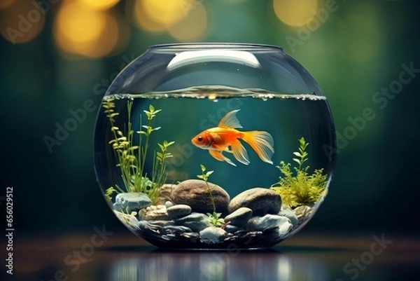 Fototapeta Goldfish in the aquarium Generative Ai
