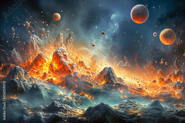 Fototapeta Abstract planets and space background
