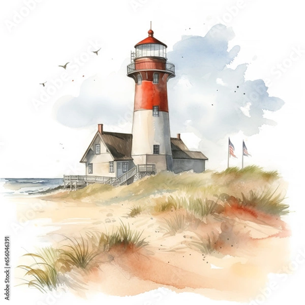 Obraz Lighthouse of Sylt: Watercolor