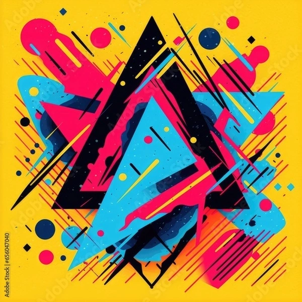 Fototapeta expressive graffiti neon artistic playful illustration design print geometric acid shapes style