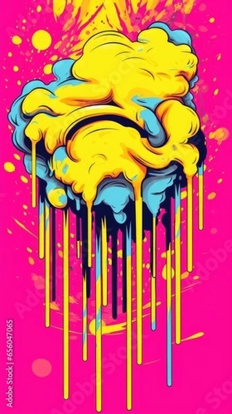 Fototapeta expressive graffiti neon artistic playful illustration design print geometric acid shapes style