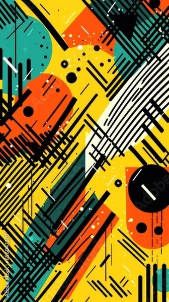 Fototapeta expressive graffiti neon artistic playful illustration design print geometric acid shapes style