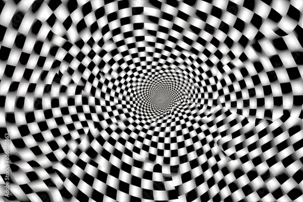 Fototapeta Black and White Abstract Pattern: Mesmerizing Optical Illusion Background, generative AI