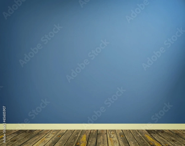 Fototapeta empty interior with a blue wall