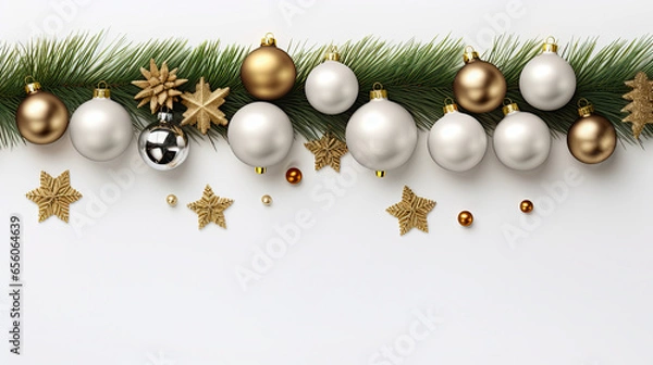 Fototapeta Christmas background with globes and decorations, generative ai