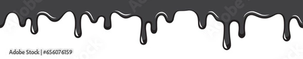 Fototapeta Dripping liquid or paint seamless pattern. Melting chocolate, flowing cream, glaze, yogurt or honey horizontal border.