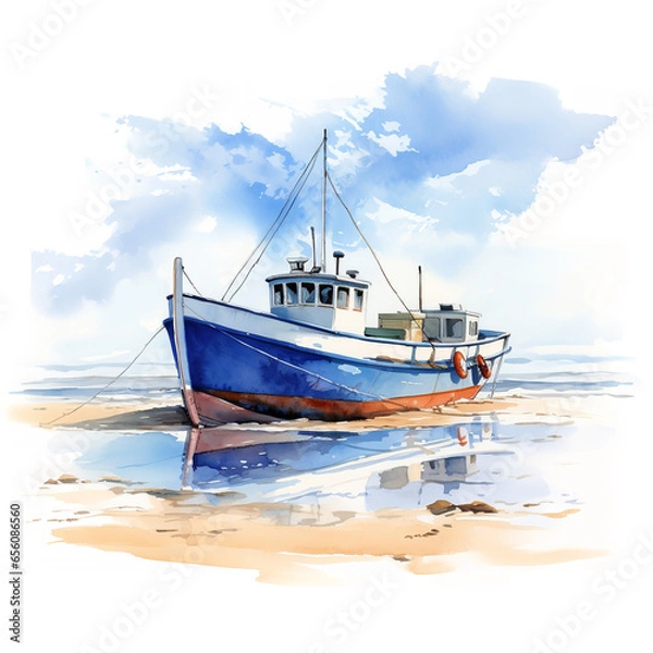 Obraz Stimmungsvolles Nordseebild auf Aquarellpapier