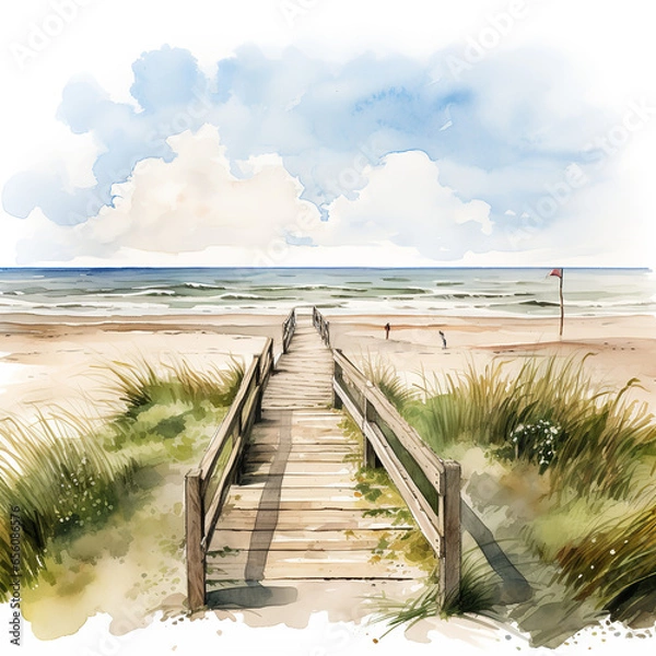 Obraz Ebbe und Flut in Aquarell: Die Nordsee