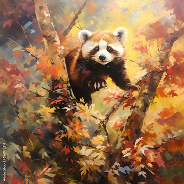 Obraz 絶滅危惧種　レッサーパンダ｜lesser panda endangered species Generative AI