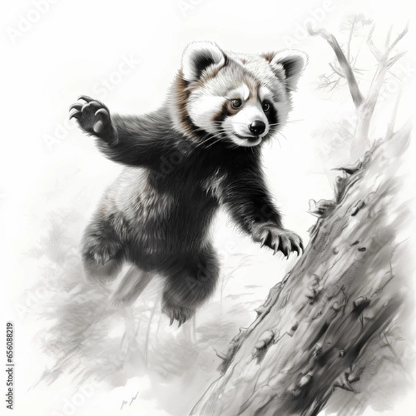 Obraz 絶滅危惧種　レッサーパンダ｜lesser panda endangered species Generative AI