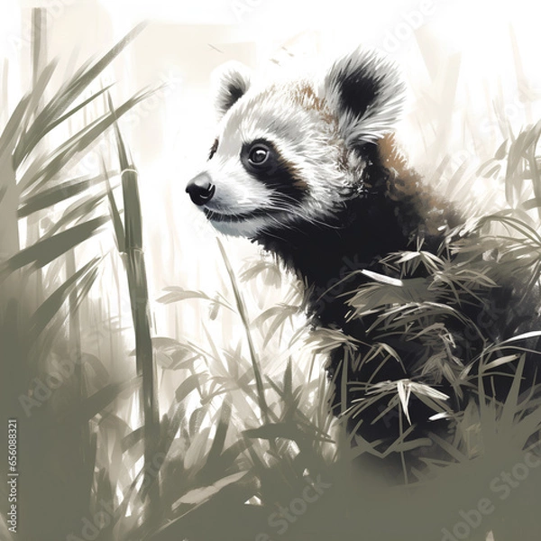 Obraz 絶滅危惧種　レッサーパンダ｜lesser panda endangered species Generative AI