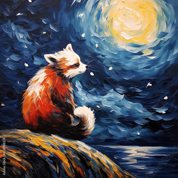 Obraz 絶滅危惧種　レッサーパンダ｜lesser panda endangered species Generative AI