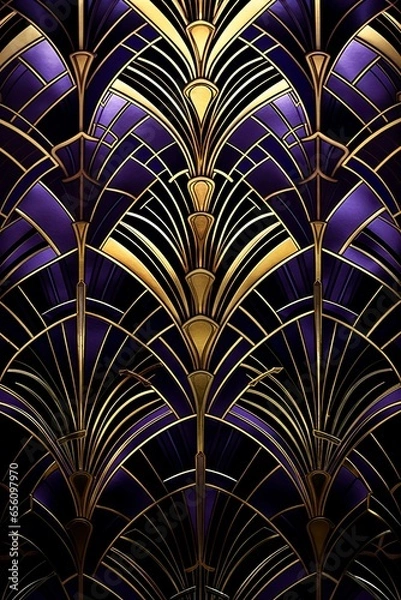 Fototapeta Art Deco background, futuristic geometric design, design element, vertical aspect ratio, Generative AI
