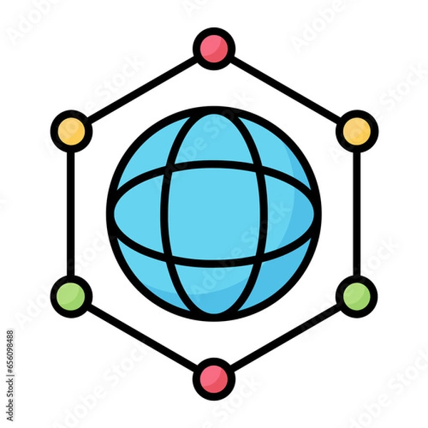 Fototapeta Network Colored Line Icon