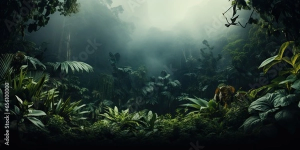 Obraz Fresh exotic jungle background with lots of copy space