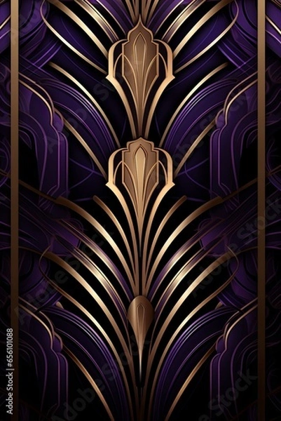 Fototapeta Art Deco background, futuristic geometric design, design element, vertical aspect ratio, Generative AI
