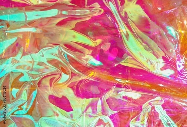 Obraz Abstract neon overlay holographic background, plastic texture