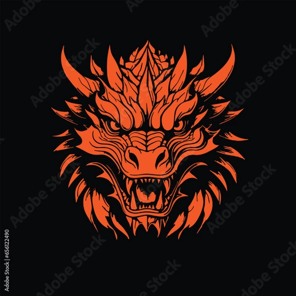 Obraz face  dragon mascot logo design vector