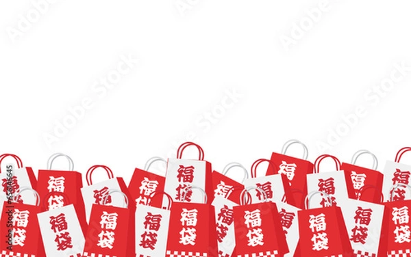 Fototapeta 初売・福袋背景03　沢山の紅白の福袋
