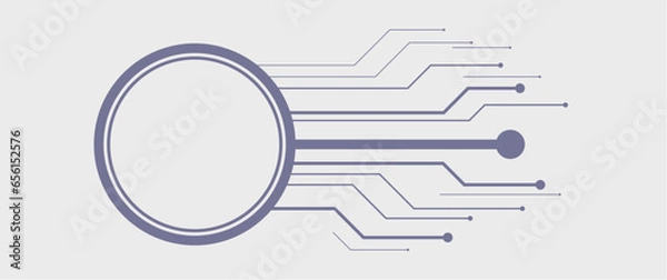 Obraz abstract electronic line path with retina eye look alike, circle electronic vector design for frame, banner, profile photos frame, logo frame