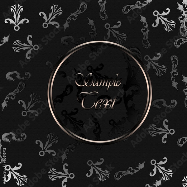 Obraz Black calligraphic floral background