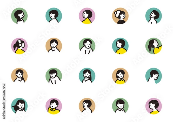 Fototapeta person face icon set