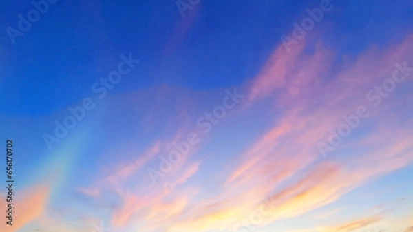 Fototapeta beautiful pink and blue morning or evening sky. relaxing and soothing natural background.