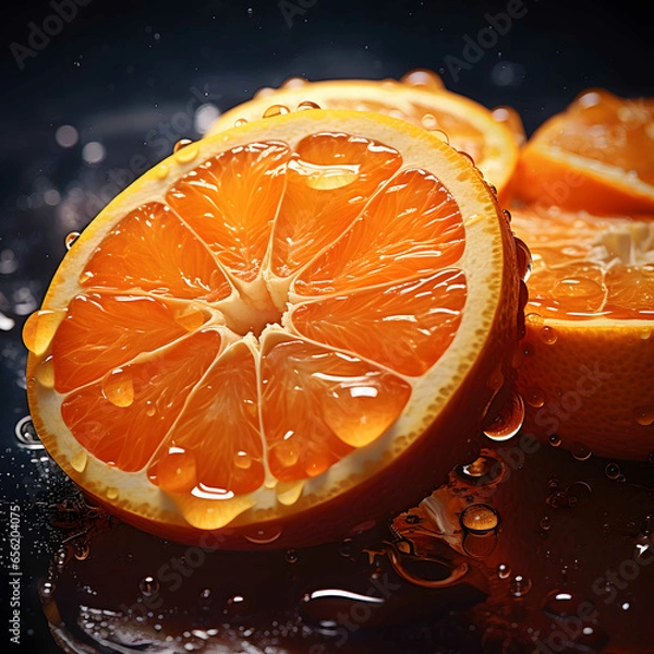 Obraz orange with water drops