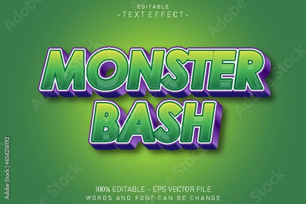 Obraz Monster bash editable text effect 3 d emboss style Design