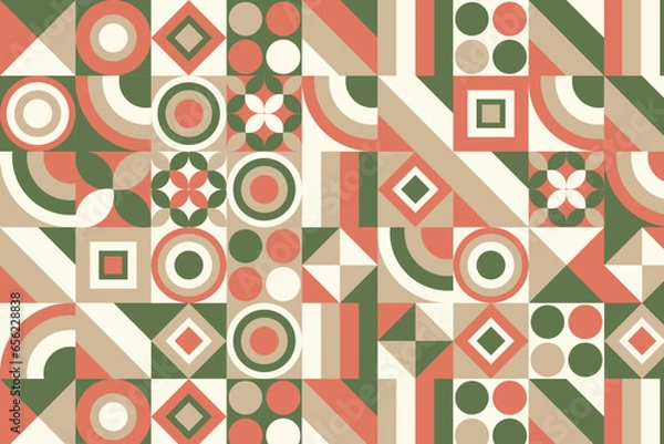 Obraz Abstract Geometric Pattern Artwork. Retro colors and white background.
