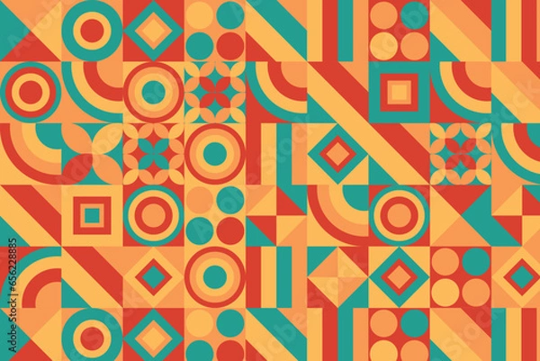 Obraz Abstract Geometric Pattern Artwork. Retro colors and white background.
