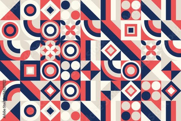 Obraz Abstract Geometric Pattern Artwork. Retro colors and white background.
