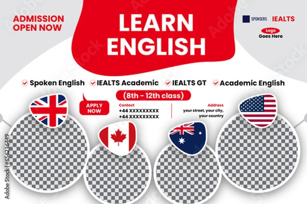 Obraz English Lagnuage Learning Banner Design