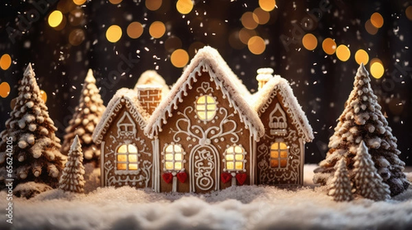 Obraz Gingerbread House Christmas Scene