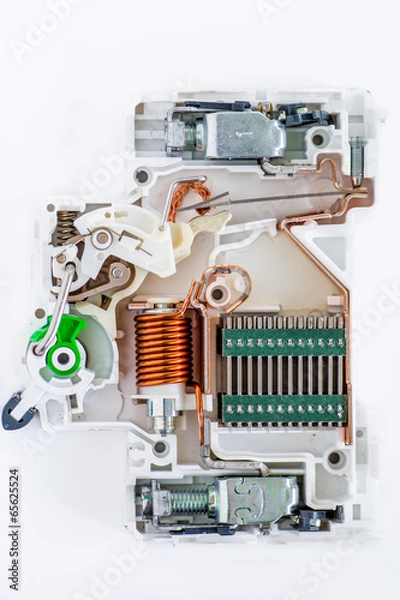 Obraz inside of circuit breaker on the white background