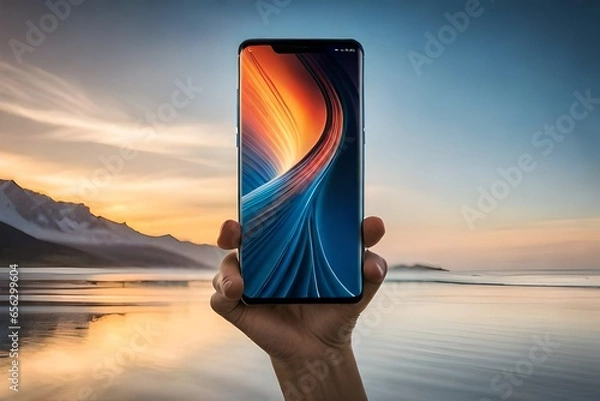 Obraz person with arms outstretched on the beach