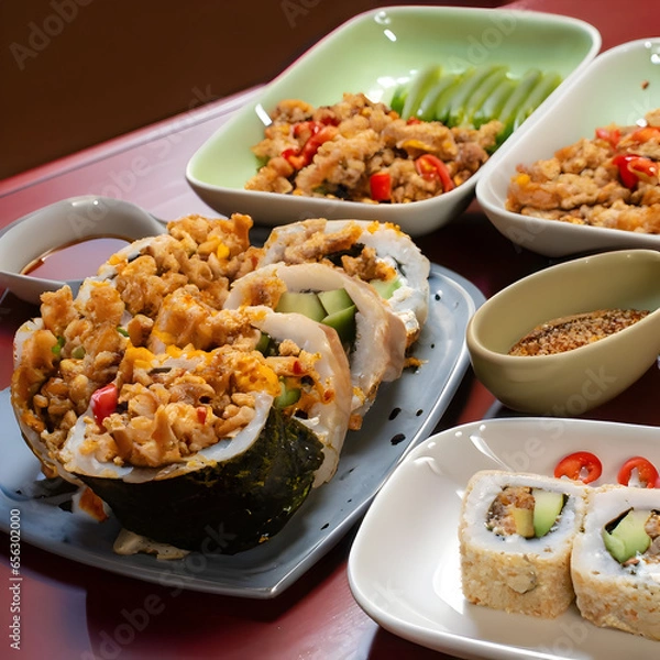 Fototapeta rice with shrimp