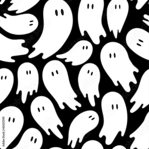 Obraz Halloween ghost seamless pattern. Vector background. Texture for print, textile, fabric.