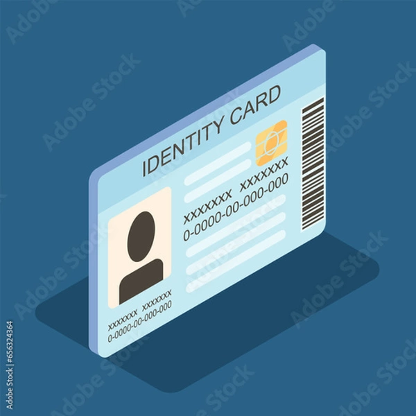 Fototapeta ID card icon isometric concept, vector illustration