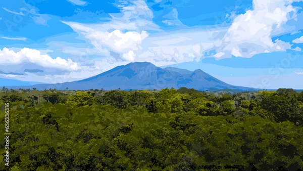 Fototapeta mountain and clouds