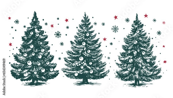 Obraz Christmas tree hand drawn illustration	
