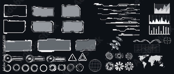 Obraz UI graphic elements. Sci Futuristic User interface, callouts, arrows, loading bars,  design. Vector