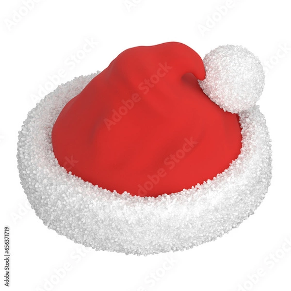 Obraz Red Santa Claus hat. Top view. Isolated on transparent background. 3D render