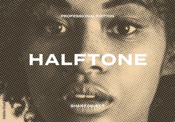 Fototapeta Halftone Retro Risograph Photo Effect Mockup Template Texture Overlay Print