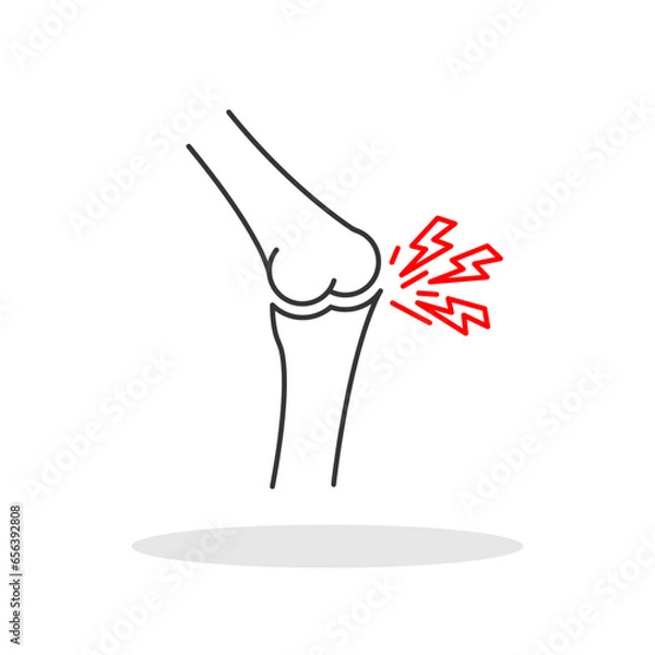 Obraz Knee pain icon in flat style. Rheuma symbol for your web site design, logo, app, UI Vector 