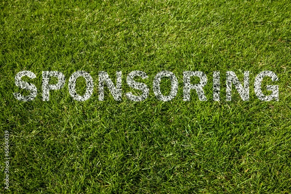 Fototapeta sponsoring text auf rasen