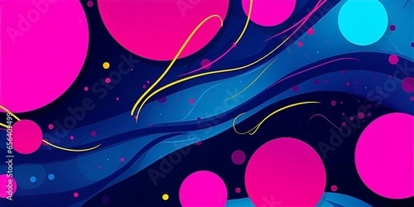 Obraz purpleyellowblue background with abstract blue circles and rounded edges, in the style of dynamic geometric, light black and magenta, stripes and shapes, abstraction-création, dotted, dark magenta and