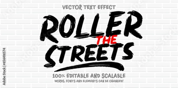 Obraz City editable text style effect with Back and White, Red colors, fit for street art theme.