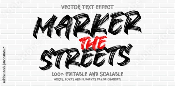 Obraz Graffiti Marker editable text style effect. Vector text effect with paint wall concept.