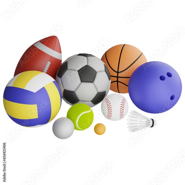 Fototapeta Sport equipment clipart flat design icon isolated on transparent background, 3D render sport and exercise concept